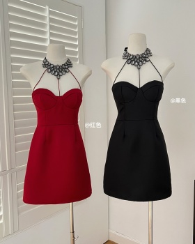 Rhinestone France style slim enticement sexy dress for women