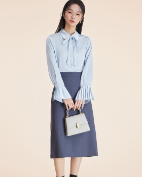 Intellectuality college style shirt slim skirt a set