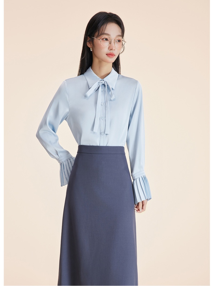 Intellectuality college style shirt slim skirt a set