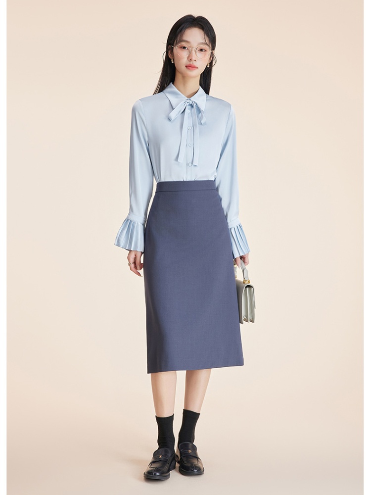 Intellectuality college style shirt slim skirt a set