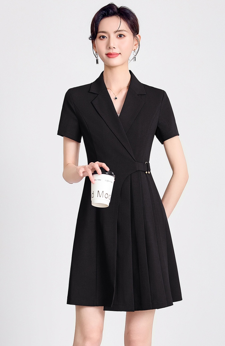 Short sleeve thin dress summer black business suit