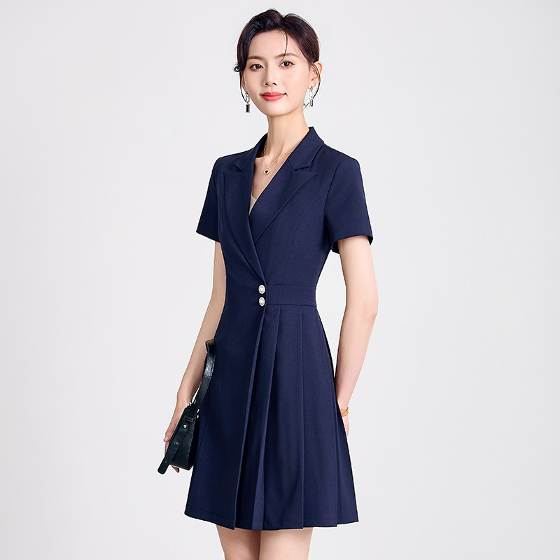 Pleated summer business suit profession dress