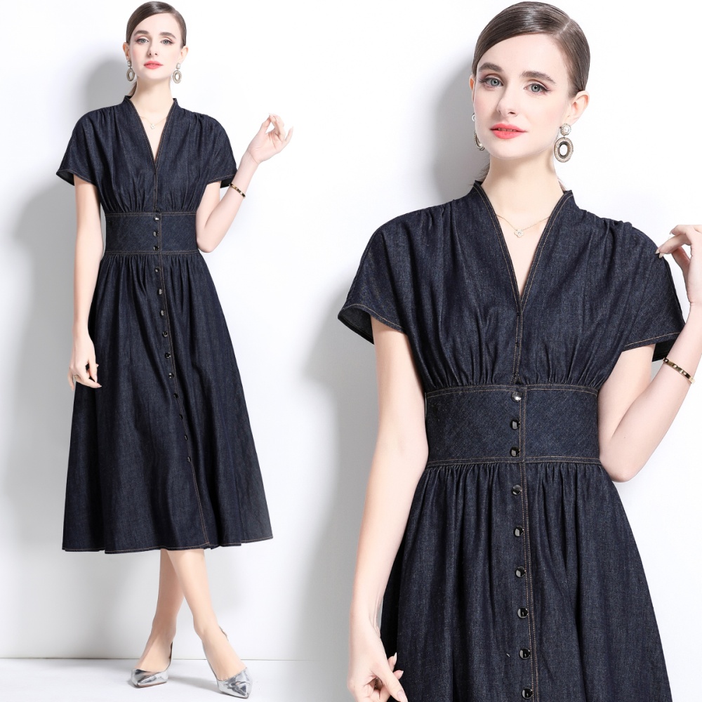 Summer pinched waist Casual France style dress for women