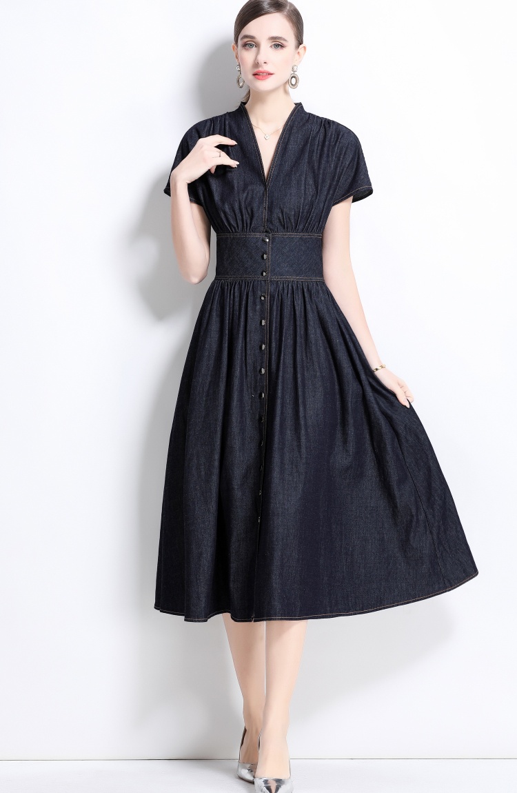 Summer pinched waist Casual France style dress for women