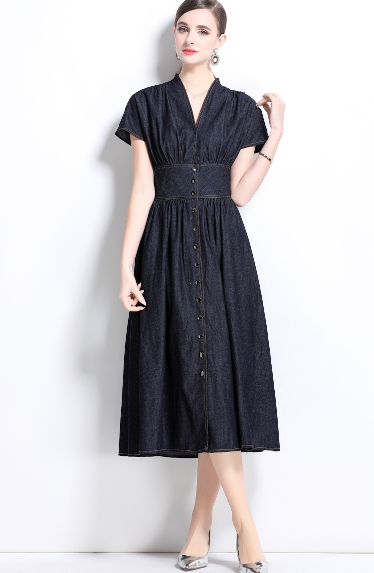 Summer pinched waist Casual France style dress for women