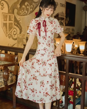 Cstand collar romantic dress bandage summer cheongsam