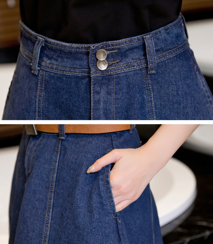 Spring and summer with belt denim skirt student short skirt