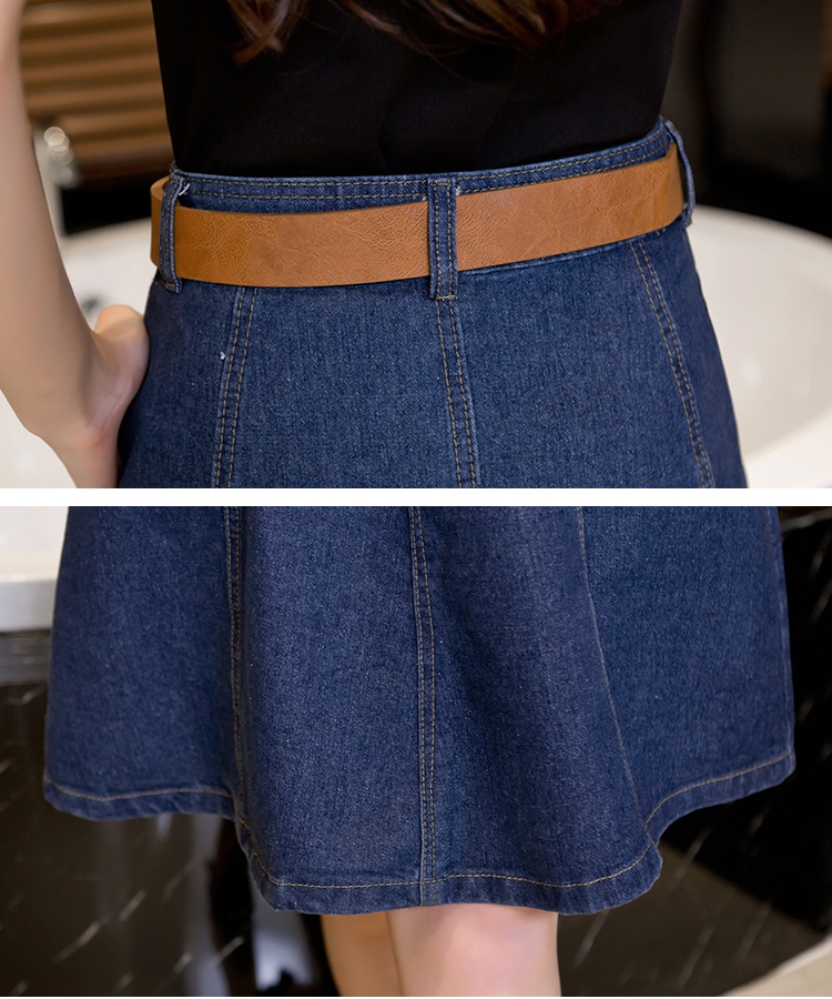 Spring and summer with belt denim skirt student short skirt