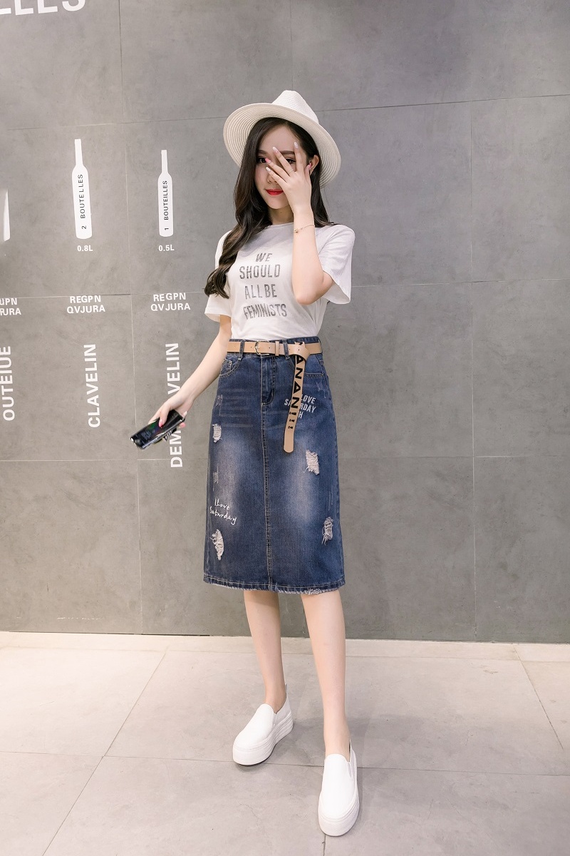 High waist short skirt package hip denim skirt for women