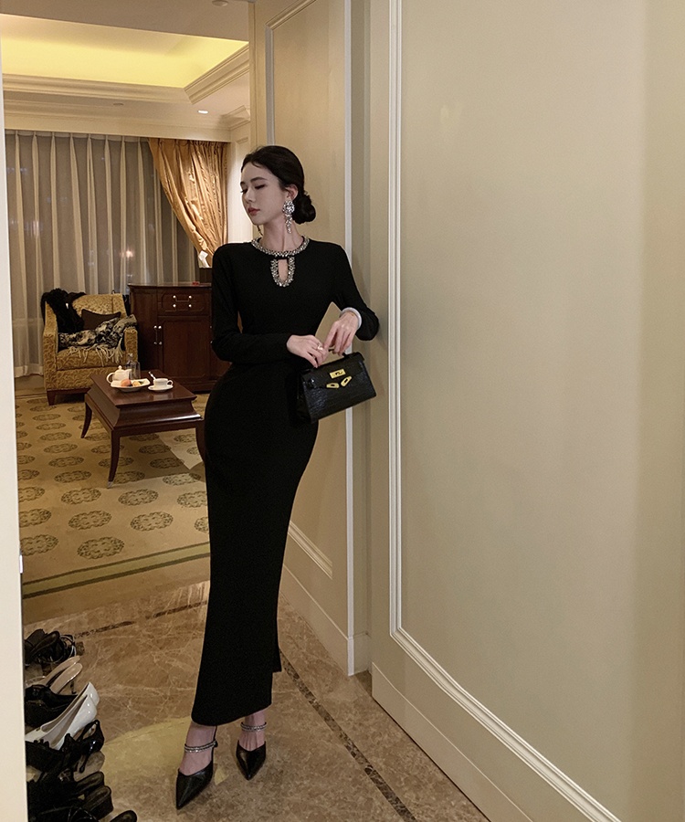 Light luxury pinched waist dress ladies slim formal dress