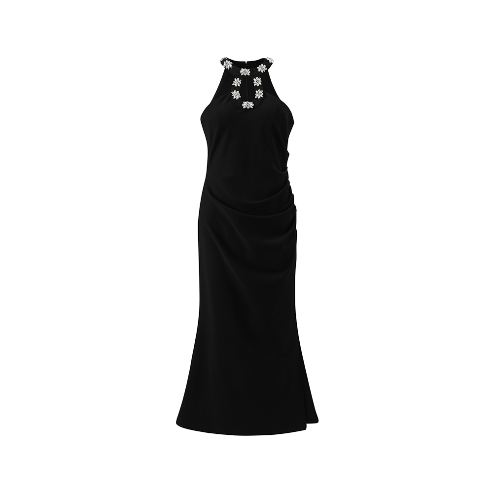 Long halter evening dress slim light luxury dress