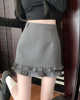 Slim A-line skirt wood ear short skirt for women