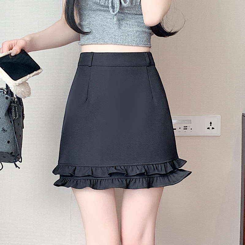 Slim A-line skirt wood ear short skirt for women