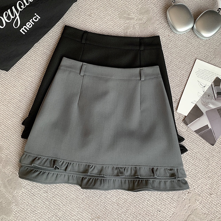 Slim A-line skirt wood ear short skirt for women