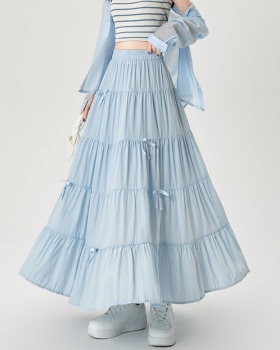 A-line high waist bow show young long skirt