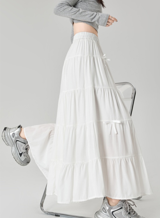 A-line high waist bow show young long skirt