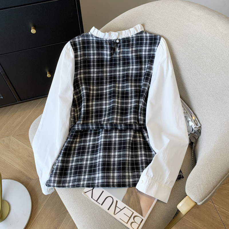 Frenum plaid shirt Western style fashion tops for women