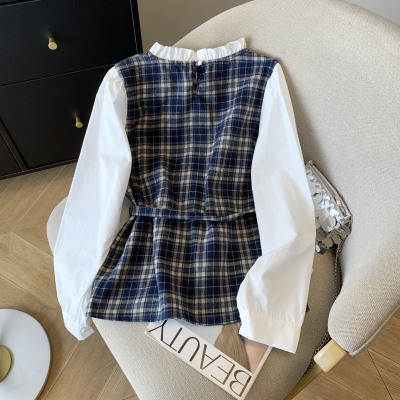 Frenum plaid shirt Western style fashion tops for women