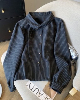 Unique vertical stripes tops long sleeve shirt for women