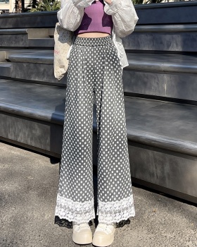 Spring splice wide leg pants slim Casual long pants