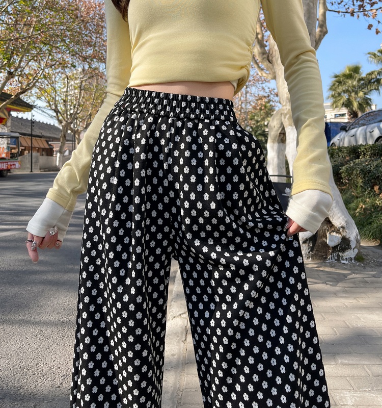 Spring splice wide leg pants slim Casual long pants