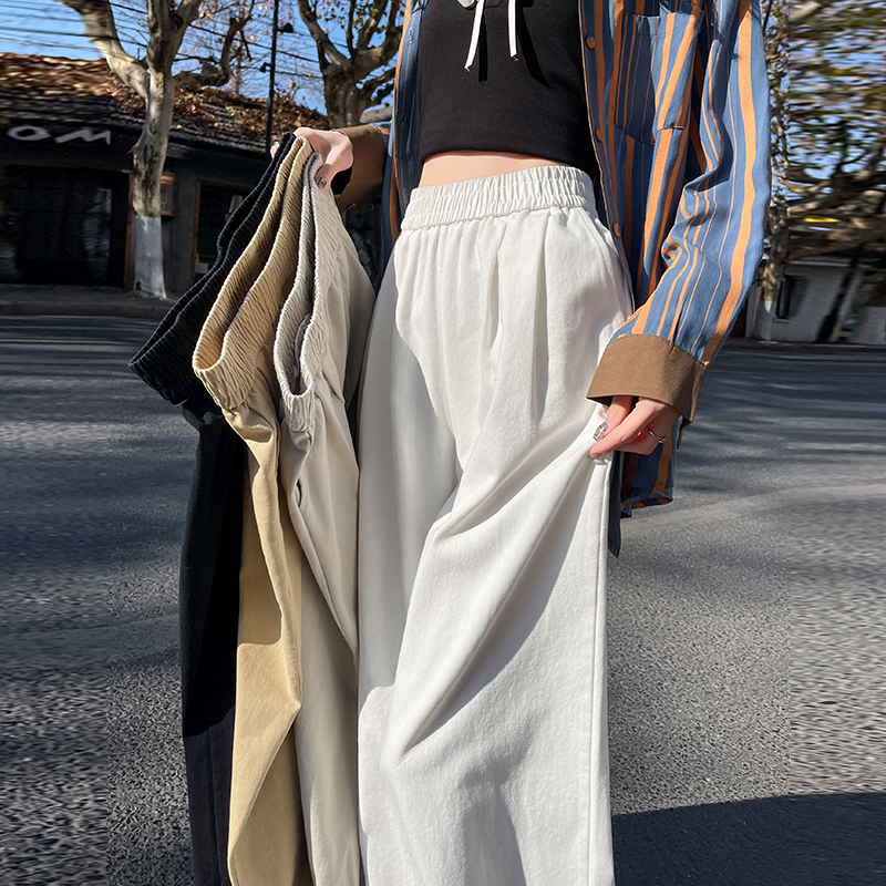 High waist nine tenths loose straight pants wide leg pants