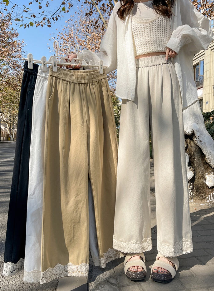 High waist nine tenths loose straight pants wide leg pants