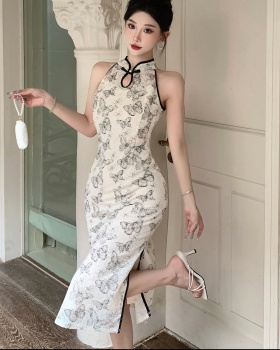 Spring and summer printing dress ink cheongsam