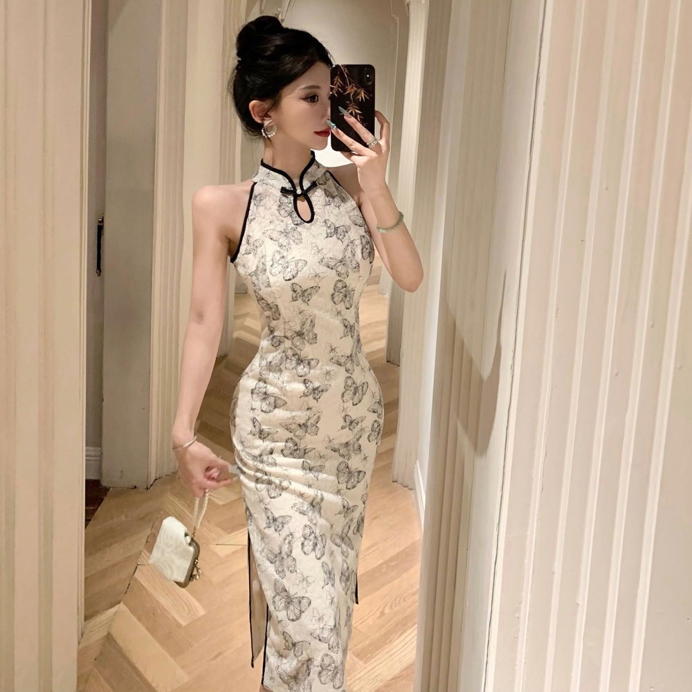 Spring and summer printing dress ink cheongsam