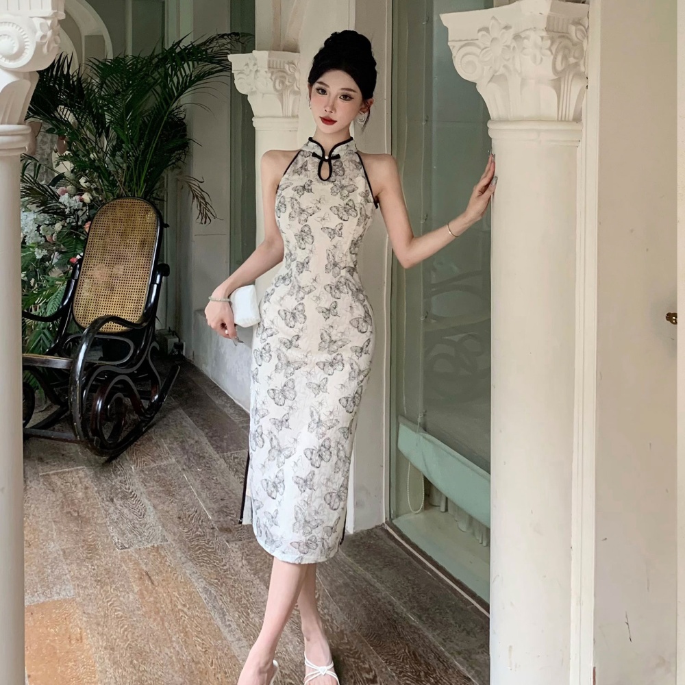 Spring and summer printing dress ink cheongsam