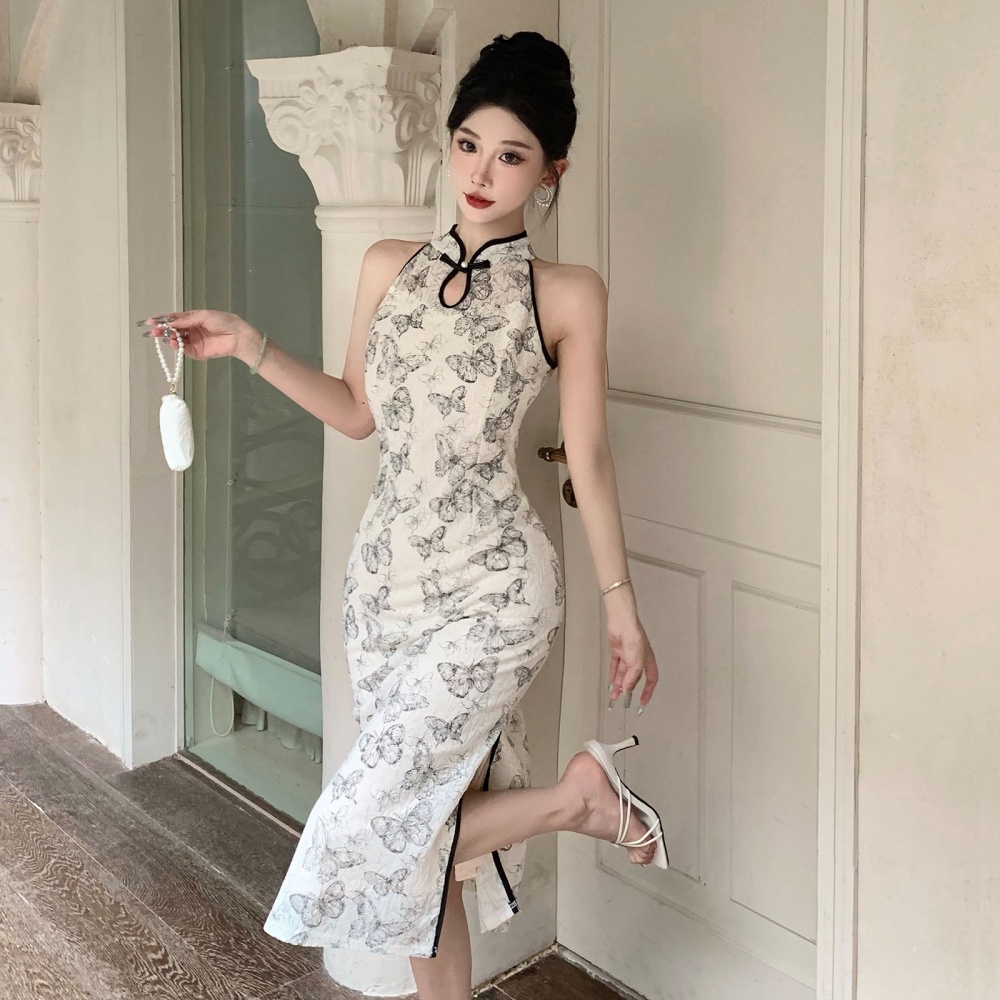 Spring and summer printing dress ink cheongsam