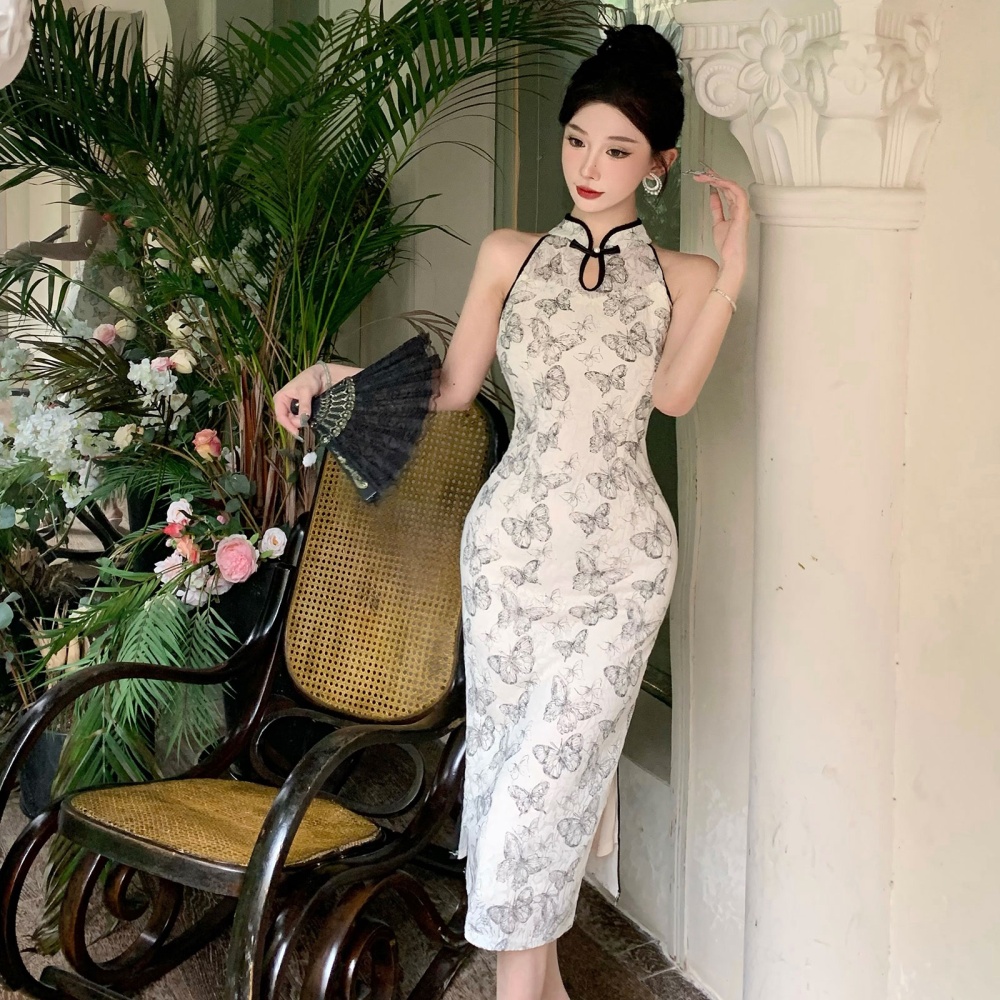 Spring and summer printing dress ink cheongsam