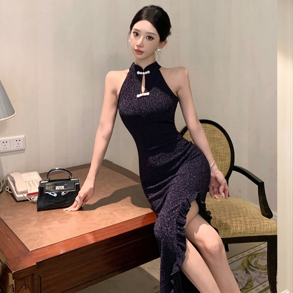 Spring and summer noble long dress liangsi split cheongsam