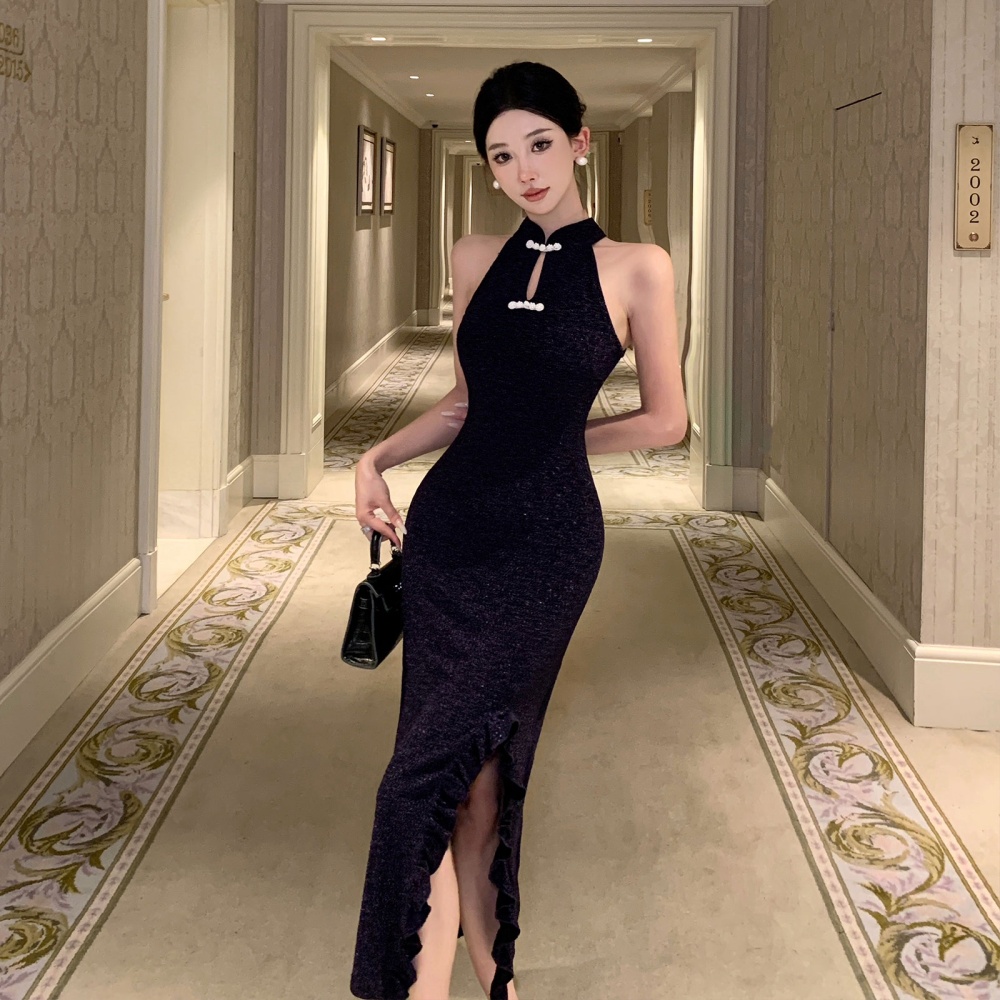 Spring and summer noble long dress liangsi split cheongsam