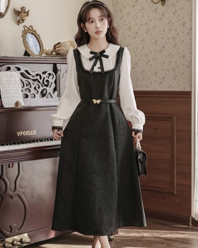 Black-white college style jacquard sweet dress