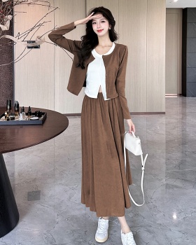 Korean style lazy long skirt cozy slim vest 3pcs set