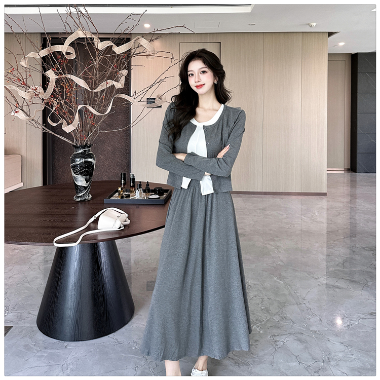 Korean style lazy long skirt cozy slim vest 3pcs set