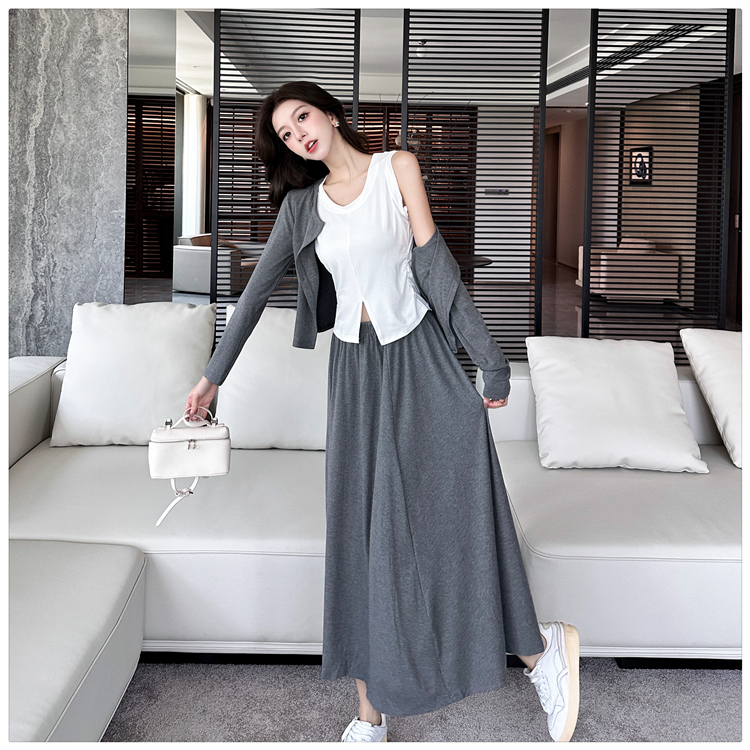 Korean style lazy long skirt cozy slim vest 3pcs set