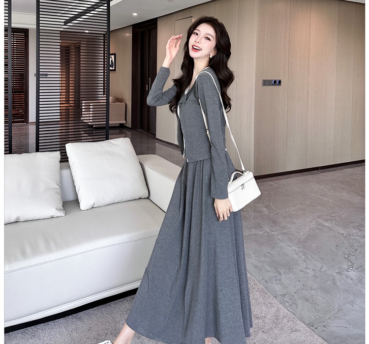 Korean style lazy long skirt cozy slim vest 3pcs set