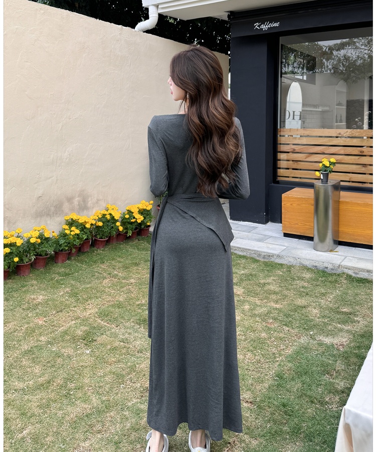 Pinched waist long dress minimalist dress for women