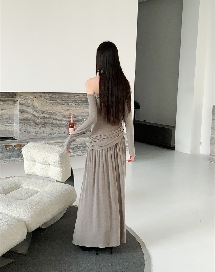 Long sleeve lounger long dress pure retro dress for women