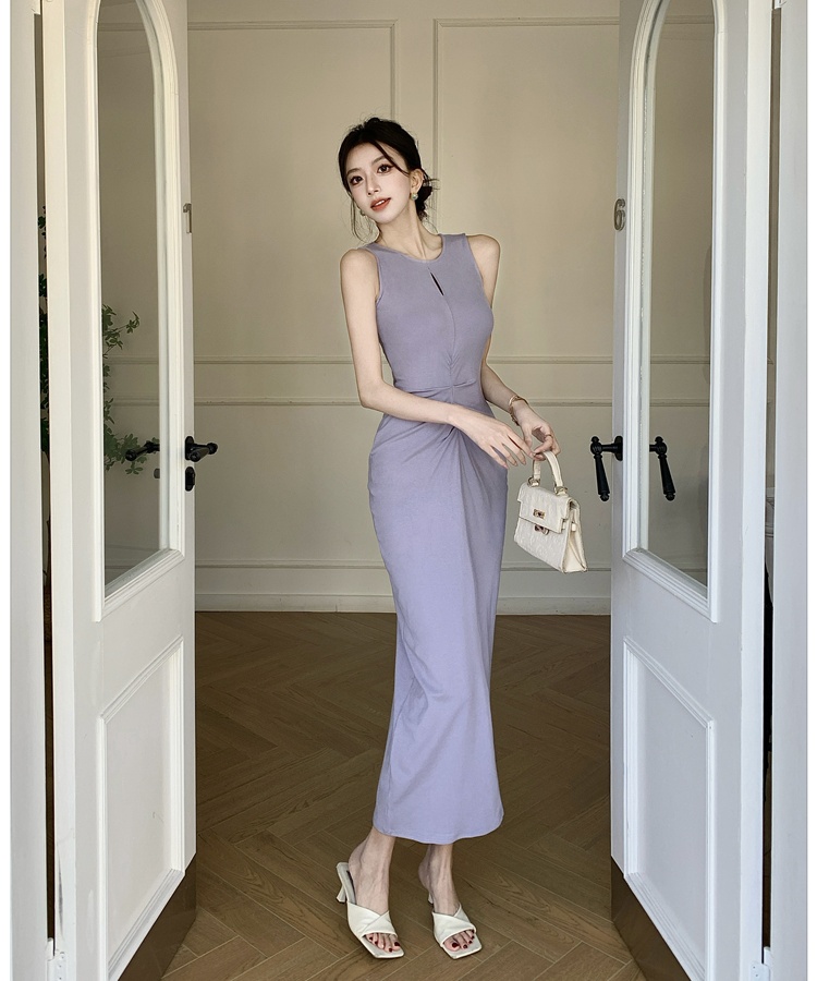 Purple temperament dress tight long dress for women