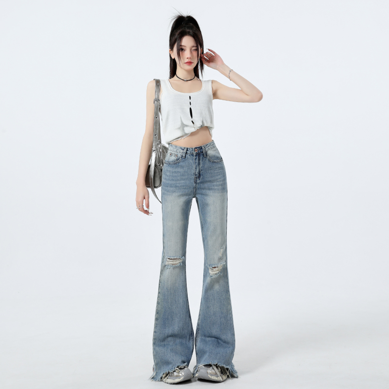 Drape straight slim pants burr mopping flare pants for women