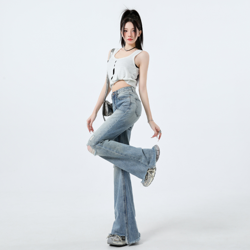 Drape straight slim pants burr mopping flare pants for women