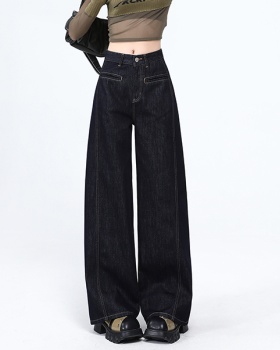 Lengthen spring loose long pants straight wide leg jeans for women