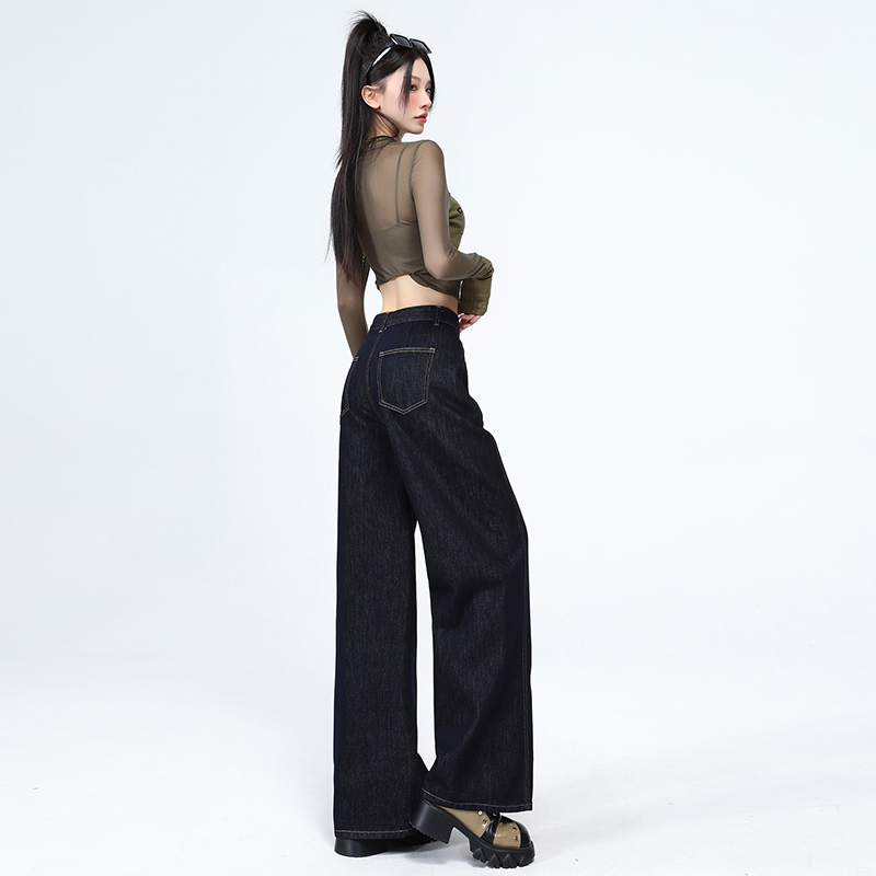 Lengthen spring loose long pants straight wide leg jeans for women