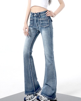 Slim micro speaker spring jeans mopping light-blue retro pants