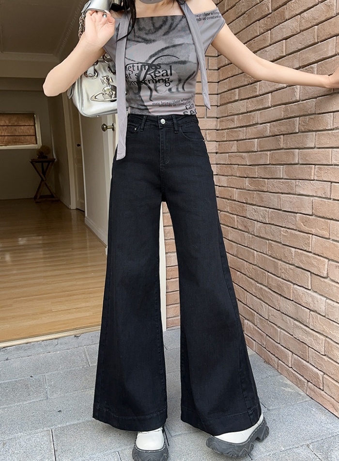 Wide leg slim speaker pants loose retro jeans for women