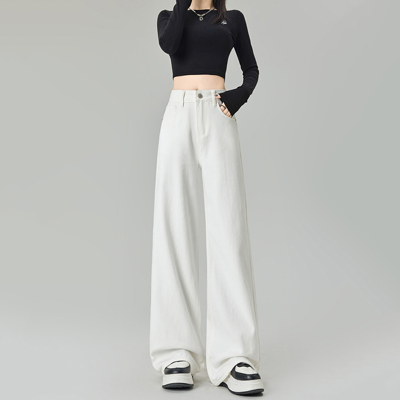 Wide leg mopping drape pants slim straight jeans