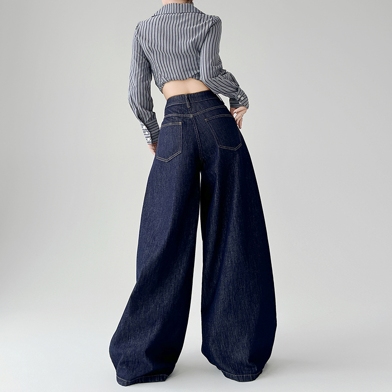 Slim mopping jeans high waist drape pants for women